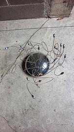 Lampadario moderno design cromato con luci