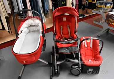 Trio Inglesina rosso, passeggino, ovetto culla