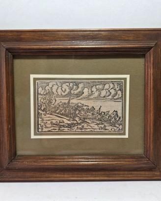 Antica Xilografia XVI Secolo Terremoto Basilea