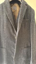 Blazer+gilet tg52 tweed grigio/blu