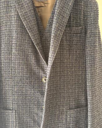Blazer+gilet tg52 tweed grigio/blu