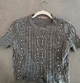 Maglioncino grigio con perline
