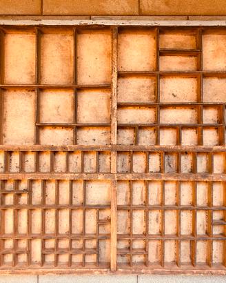 Grande Cassetto da tipografo d'epoca in legno