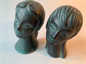 TESTINE ART DECO in BUCCHERO stile C.A. Rossi