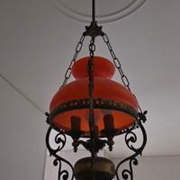 lampadario vintage vetro e ceramica