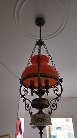 lampadario vintage vetro e ceramica