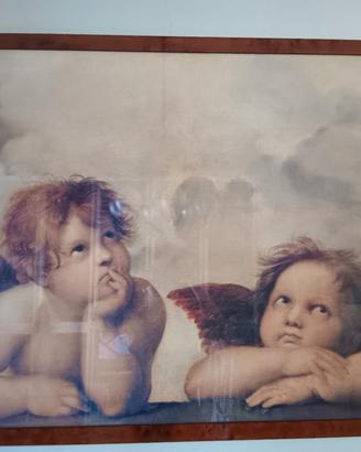 stampa dei putti con cornice in radica