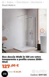 Vetro doccia walk in 120cm temperato (8 mm) 