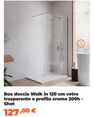 Vetro doccia walk in 120cm temperato (8 mm) 