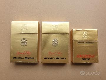 LOTTO 3 PACCHETTI VUOTI SIGARETTE BENSON&HEDGES 80