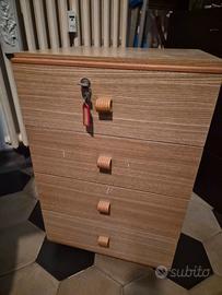 Cassettiera 4 cassetti con chiave