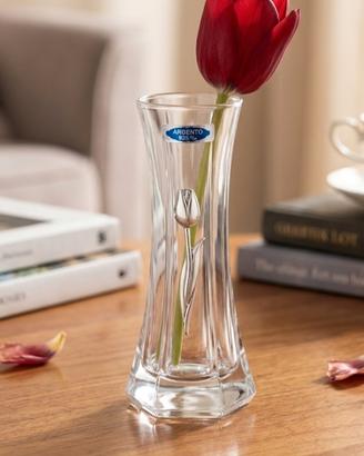 Vaso monofiore vetro con Tulipano in Argento 925