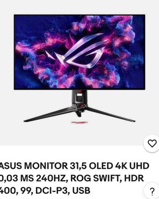 ASUS ROG 4k PG32UCDM + Cuffie Mouse Tastiera