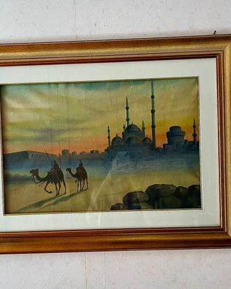 Quadro raffigurante deserto con cornice in legno
