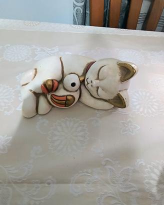 Gatto Resy  con uccellino Thun 