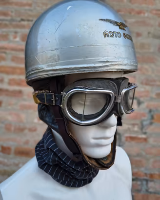 casco moto vintage anni 50+ occhiali 