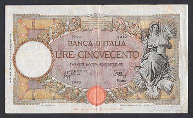 LIRE 500 MIETITRICE DEL 23.08.1943 CONTRASSEGNO BI
