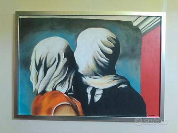 Quadro dipinto a mano Magritte gli amanti