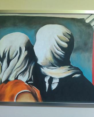 Quadro dipinto a mano Magritte gli amanti