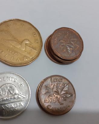 Monete Canada Dollar 1987 e 1 cent 1975