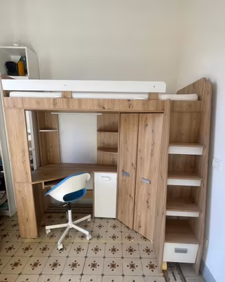 Letto soppalco armadio e scrivania ragazzi