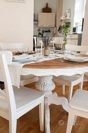 Tavolo Shabby Chic rotondo allungabile - legno mas