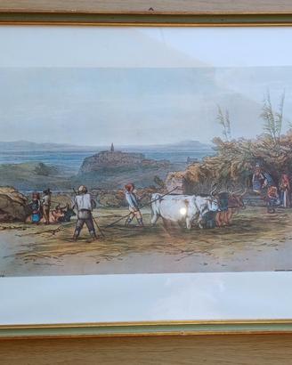 stampa che illustra scena di campagna XIX secol