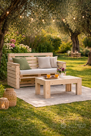 Divano e tavolino in legno – SET TRISTANO