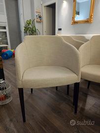 Set 8 sedie poltroncine artigianali colore tortora