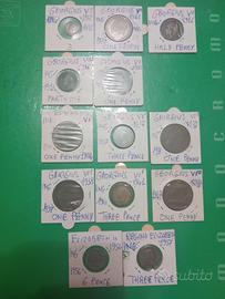 collezione 13  monete inglesi vintage - 4 argenti