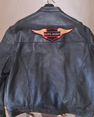 giubbotto pelle vintage logo Moto Guzzi