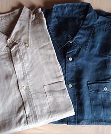 Set da 2 camicie uomo, manica lunga, tg.xxl, lino 