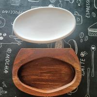 Porta sapone legno e ceramica