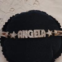 bracciale  argento rifinito di zirconi, nome Angel