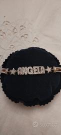 bracciale  argento rifinito di zirconi, nome Angel