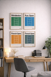Set 4 Poster Tennis – I 4 Grand Slam | Formato A3