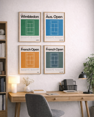 Set 4 Poster Tennis – I 4 Grand Slam | Formato A3