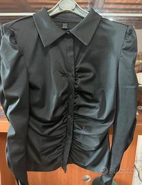 Camicia nera drappeggiata