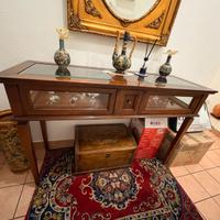Tavolo consolle in legno con cassetto centrale