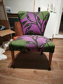 sedia (2) in legno e stoffa