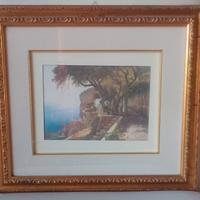 Quadro con stampa antica e foglia oro