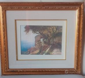 Quadro con stampa antica e foglia oro