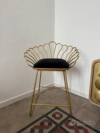 Sgabello dorato e nero decò