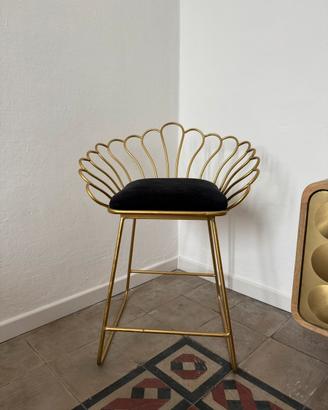 Sgabello dorato e nero decò