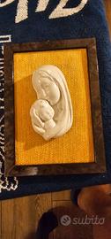 Bassorilievo vintage Madonna con Gesù Bambino