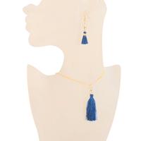 Set collana orecchini nappine blu