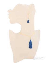 Set collana orecchini nappine blu