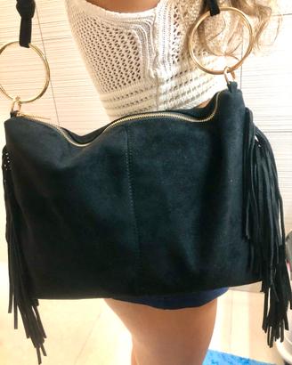 borsa a spalla tipo camoscio nuova