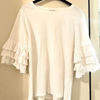 T-shirt Bianca con maniche a sbuffo 