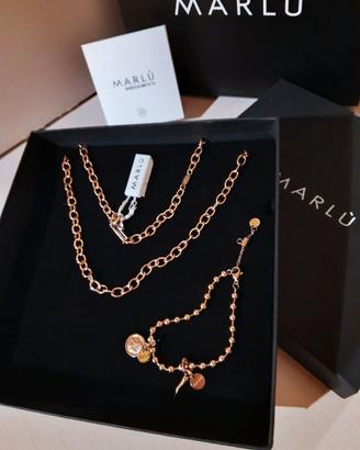 Marlù parure Collana + Bracciale color oro rosa